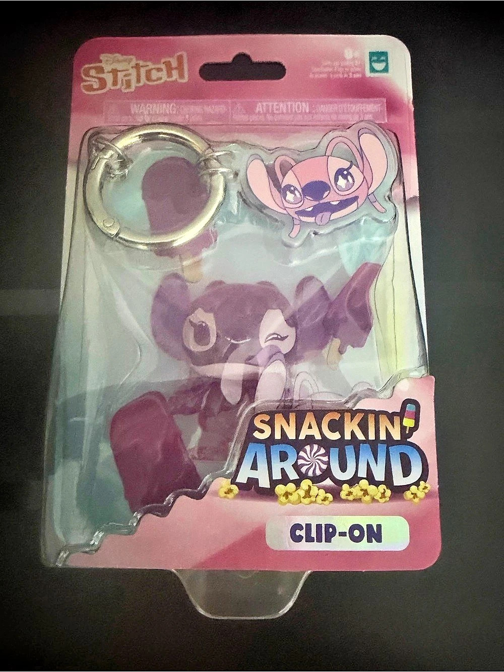 Stitch Snackin' Around Clip-On Keychain Pink & Purple Angel NWT